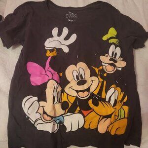 Juniors Disney Mickey Mouse Mickey and Friends Black Short Sleeve Shirt Size XL